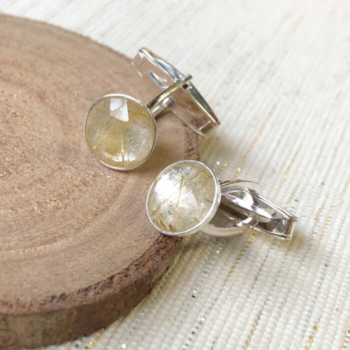 Les boutons de manchette Justin en argent 925 et quartz rutile.